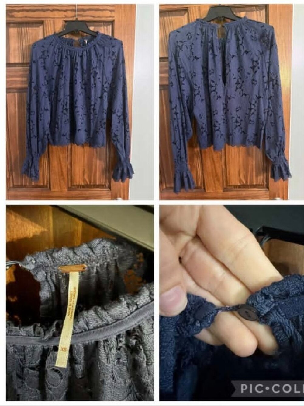 Free People Olivia Lace Top Navy Size XS (Fits larger)